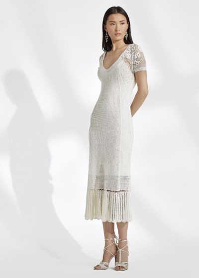 Vestidos Ralph Lauren Mujer Creme - Crocheted Silk - CPVDM6208